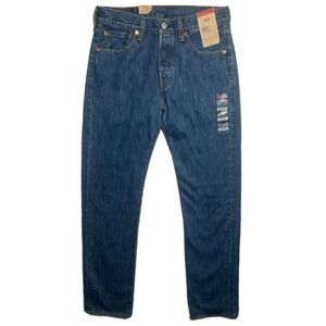 Levi 501 Jeans Mens 29x32 Strauss & Co Sraight Leg Blue Dark Wash Button Fly